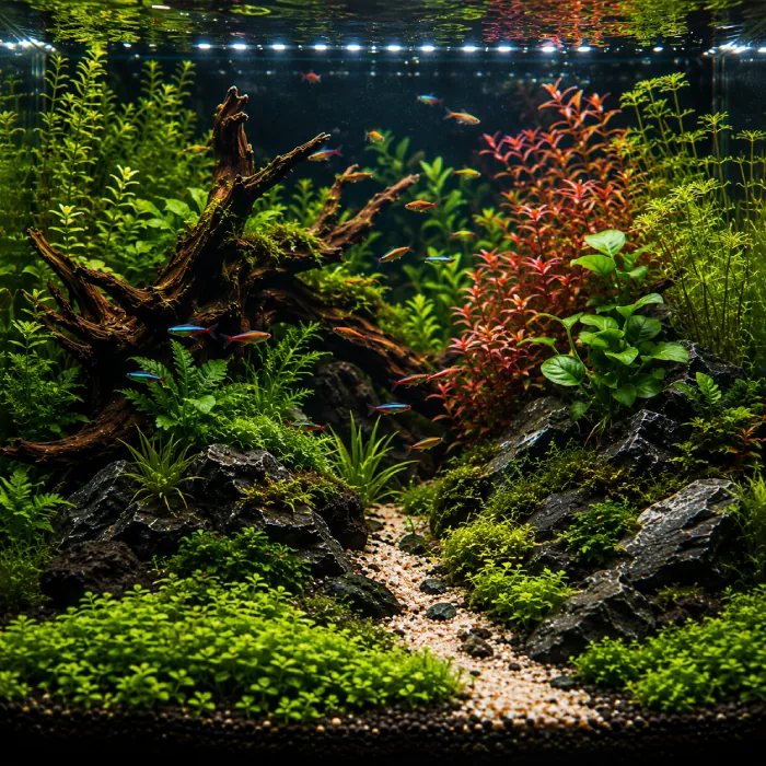 Beautifully planted aquascaped aquarium